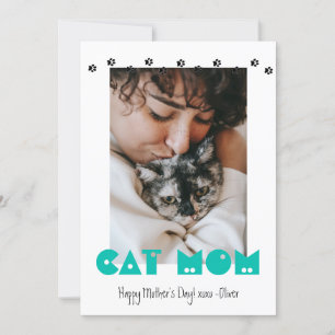 Cartão De Festividades Cat Mãe Estampas Dia de as mães personalizado