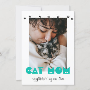 Cartão De Festividades Cat Mãe Impressões de pata Dia de as mães Pers