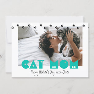 Cartão De Festividades Cat Mãe Impressões de pata Dia de as mães Pers