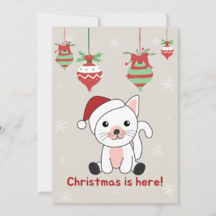 Cartão De Festividades Cat Natal Neve Inverno Animais de inverno Carro Fe