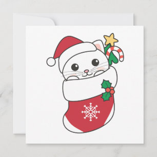 Cartão De Festividades Cat Natal Neve Inverno Animais de inverno Carro Fe