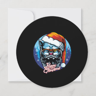 Cartão De Festividades Cat Papai Noel deseja Feliz Natal