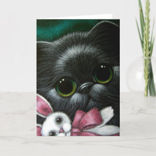 Cartão De Festividades CAT PERSIANO PRETO E Placa BUNNY ORIENTAL