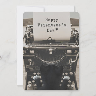 Cartão De Festividades Cat Typing Happy Valentine's Day -