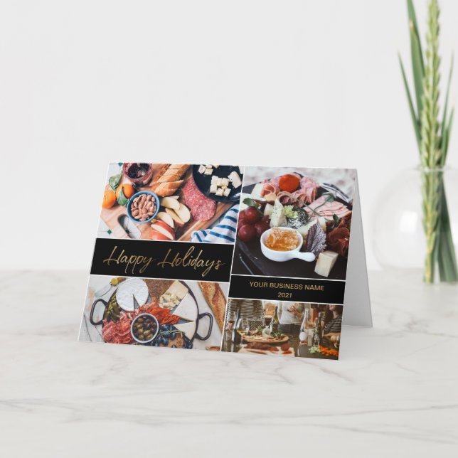 Cartão De Festividades Catering business Photo Collage Happy Holidays Hol (Frente)