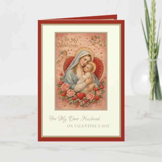 Cartão De Festividades Catholic Valentines Day Husband Mary Jesus (Frente)
