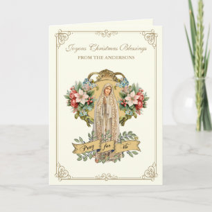 Cartão De Festividades Católica Mary Fatima Floral Religião