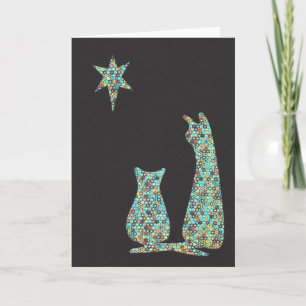 Cartão De Festividades cats stargazing