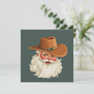 Cartão De Festividades Caubói Vintage Papai Noel Engraçado Retro Ocidenta