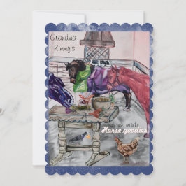 Cartão De Festividades cavalaria na cozinha com cavalos