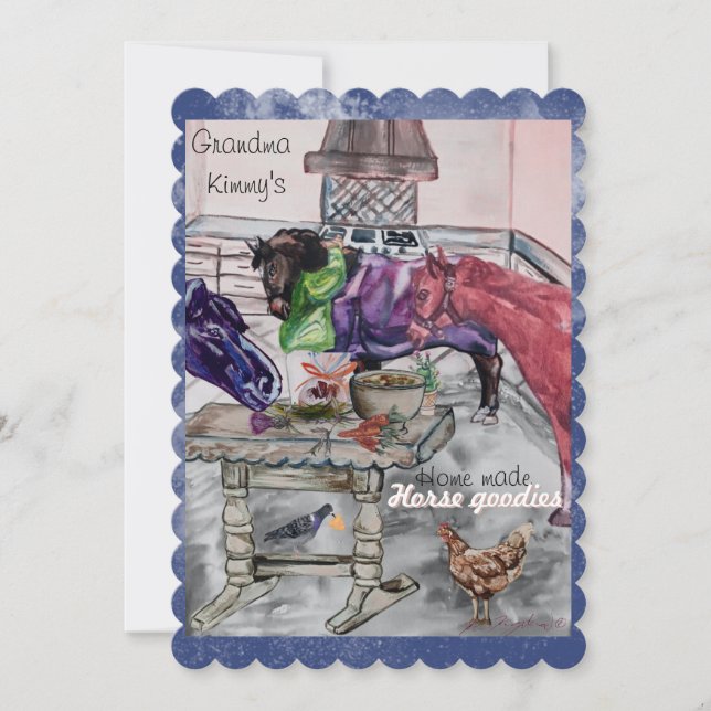 Cartão De Festividades cavalaria na cozinha com cavalos (Frente)
