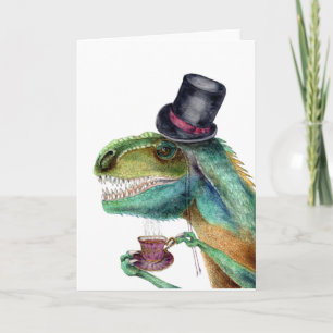 Cartão De Festividades Cavalheiro vitoriano Tyrannosaurus Rex