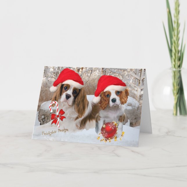 Cartão De Festividades Cavalier King Charles Dia de Natal (Frente)