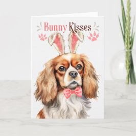 Cartão De Festividades Cavalier King Charles Dog em Bunny Ears para Pásco