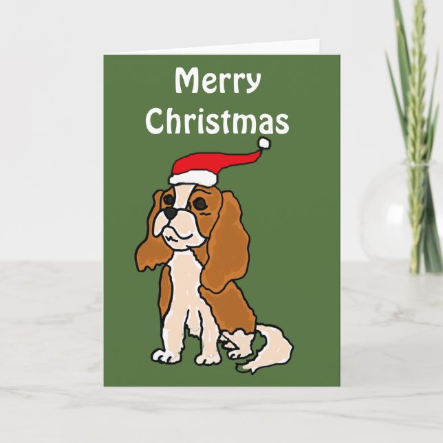 Cartão De Festividades Cavalier King Charles Spaniel Art de Natal (Frente)