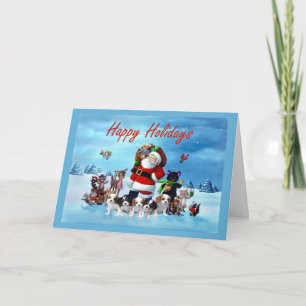 Cartão De Festividades Cavalier King Charles Spaniel Christmas Santa Anim