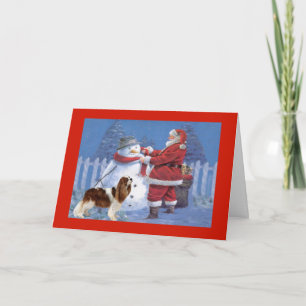 Cartão De Festividades Cavalier King Charles Spaniel Christmas Snowman