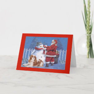 Cartão De Festividades Cavalier King Charles Spaniel Christmas Snowman