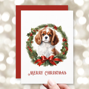 Cartão De Festividades Cavalier King Charles Spaniel Dog No Natal