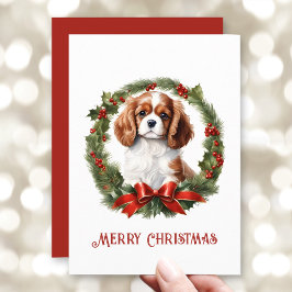 Cartão De Festividades Cavalier King Charles Spaniel Dog No Natal