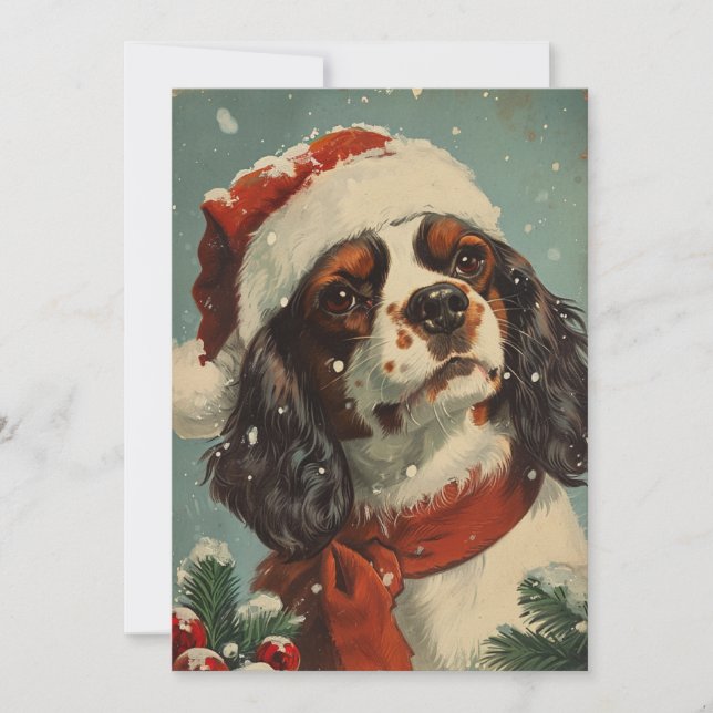 Cartão De Festividades Cavalier King Charles Spaniel Natal (Frente)