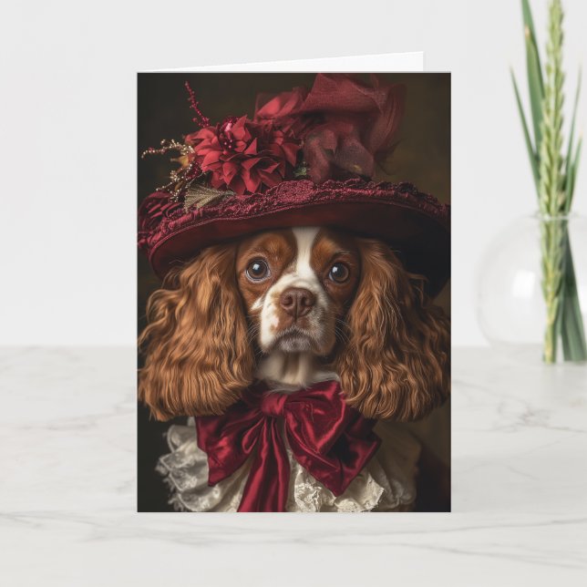 Cartão De Festividades Cavalier King Charles Spaniel Natal (Frente)