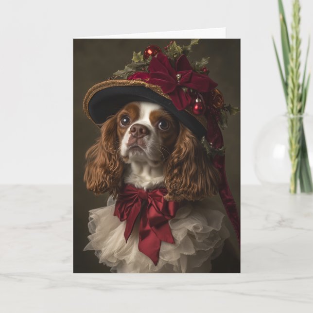 Cartão De Festividades Cavalier King Charles Spaniel Natal (Frente)