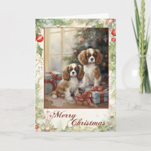 Cartão De Festividades Cavalier King Charles vitoriano de Natal