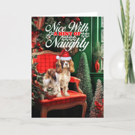 Cartão De Festividades Cavalier Spaniel Christmas Dog Naughn ou Nice