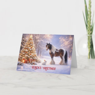 Cartão De Festividades Cavalo Clydesdale de Natal Saudações de Temporada