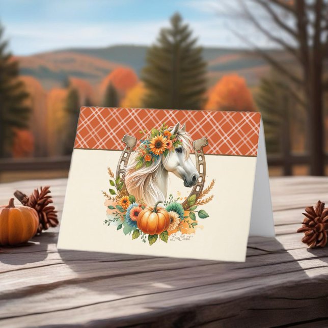 Cartão De Festividades Cavalo de Ação de Graças (Enjoy this Beautiful Thanksgiving Horse design! Personalize with your favorite message!)