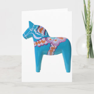 Cartão De Festividades Cavalo de Dala dos azul-céu