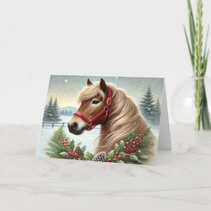 Cartão De Festividades Cavalo de Inverno Lindo com Coroa