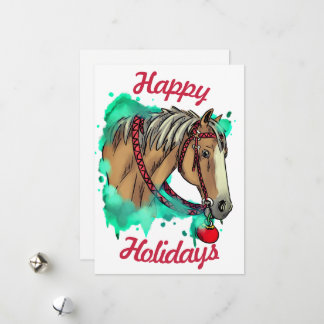 Cartão De Festividades Cavalo de Natal com bola