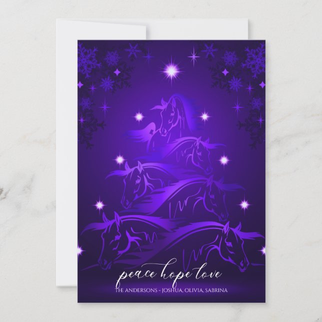 Cartão De Festividades Cavalo de Natal de Abstrato azul ultra violeta e v (Frente)