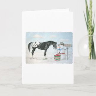 Cartão De Festividades Cavalo do Appaloosa com o boneco de neve,