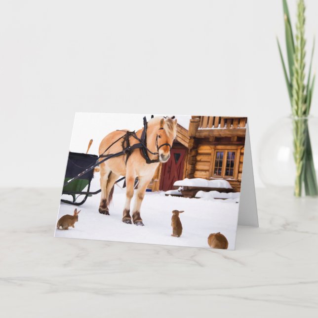 Cartão De Festividades Cavalo e coelhos de conversa fazenda (Frente)