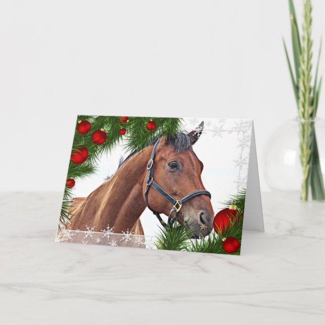 Cartão De Festividades Cavalo Feliz Natal Equestre Equestre Equestre Pône (Frente)