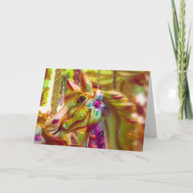 Cartão De Festividades Cavalo feliz-redondo (Frente)