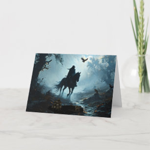 Cartão De Festividades Cavalo Negro e Halloween Rider