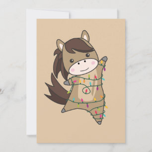 Cartão De Festividades Cavalo Pôneo Natal Neve Neve Inverno Cavalos Ho