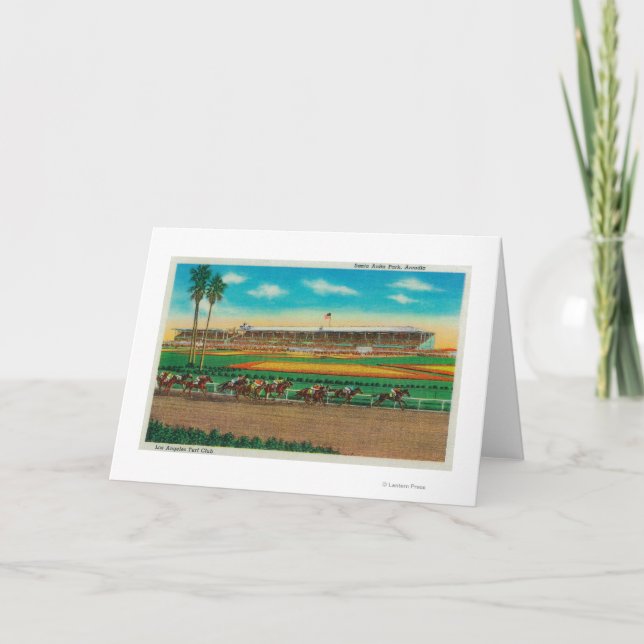 Cartão De Festividades Cavalo RacesArcadia do parque de Santa Anita, CA (Frente)