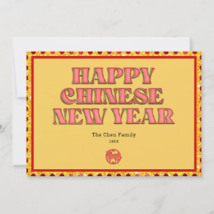 Cartão De Festividades Cavalo Vermelho e Dourado Ano Novo Chinês 2026