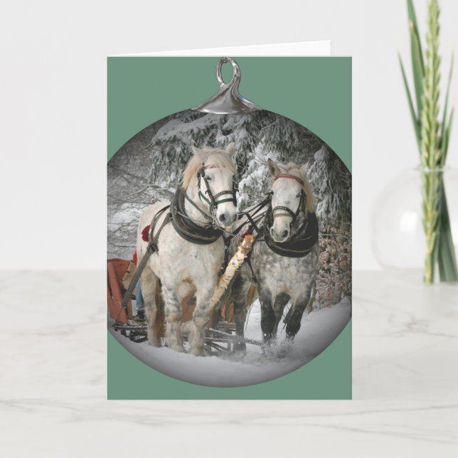 Cartão De Festividades Cavalos de Natal (Frente)