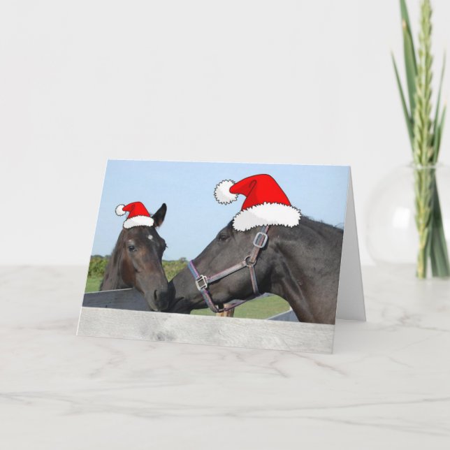 Cartão De Festividades Cavalos de Natal (Frente)