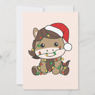 Cartão De Festividades Cavalos de Natal, Animais de inverno, Cavalos de F