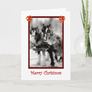 Cartão De Festividades Cavalos de Rascunho Clydesdale, Feliz Natal