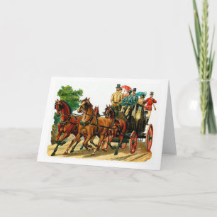 Cartão De Festividades Cavalos e carruagems