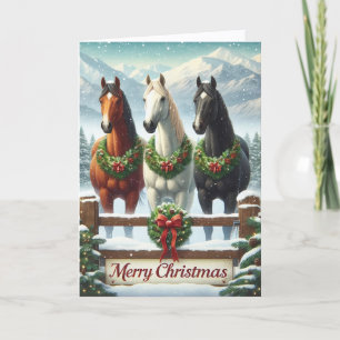 Cartão De Festividades Cavalos Lindos Natal