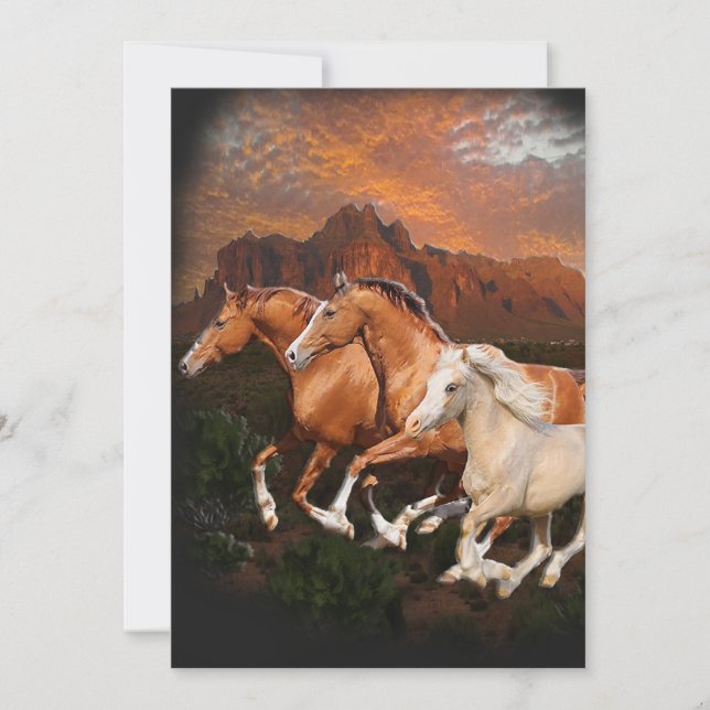 Cartão De Festividades cavalos selvagens do Arizona (Frente)